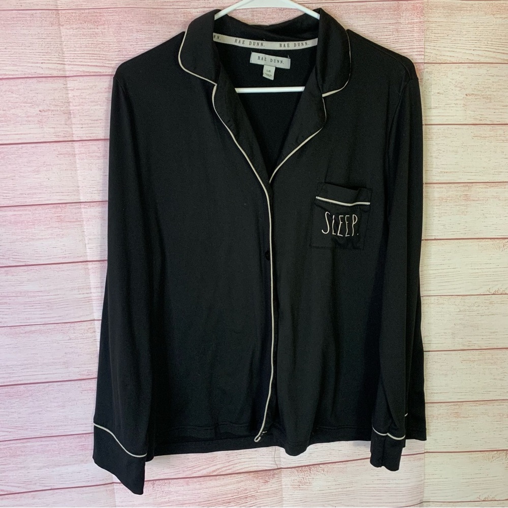 Rae Dunn SLEEP Button Front Pajama Shirt Size Large